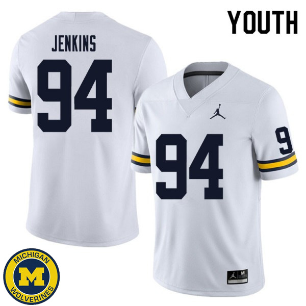 Youth Michigan Wolverines #94 Kris Jenkins White Official Game Jersey